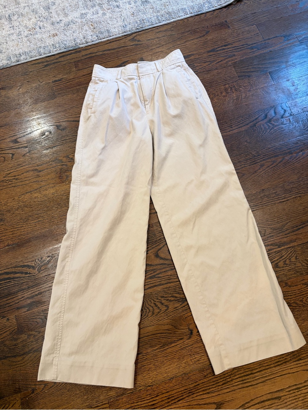 Everlane Neutral Wide-Leg High-Rise Pants in Beige